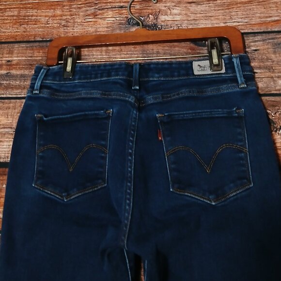 Levis Jeans Size 12 Long Mid Rise Skinny Dark Wash Denim Stretch - Picture 5 of 9